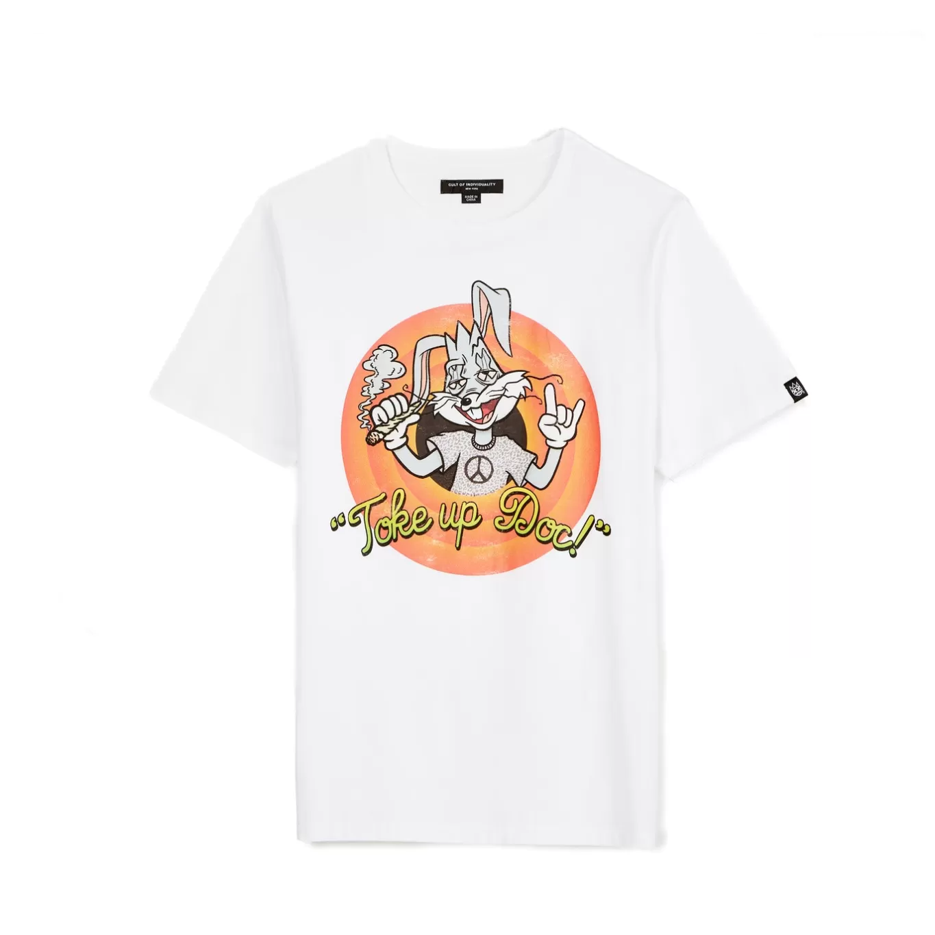 Cult Of Individuality T-Shirts<SHORT SLEEVE CREW NECK TEE "TOKE UP DOC" IN WHITE