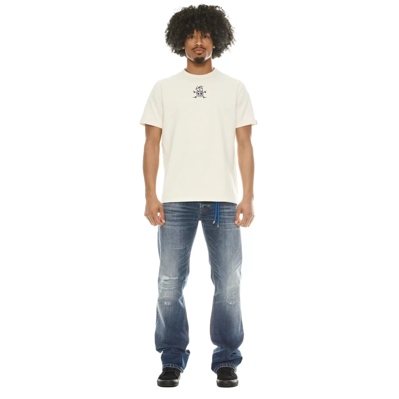 Cult Of Individuality T-Shirts<SHORT SLEEVE CREW NECK TEE "ALWAYS CREATING" IN WINTER CREAM WHITE