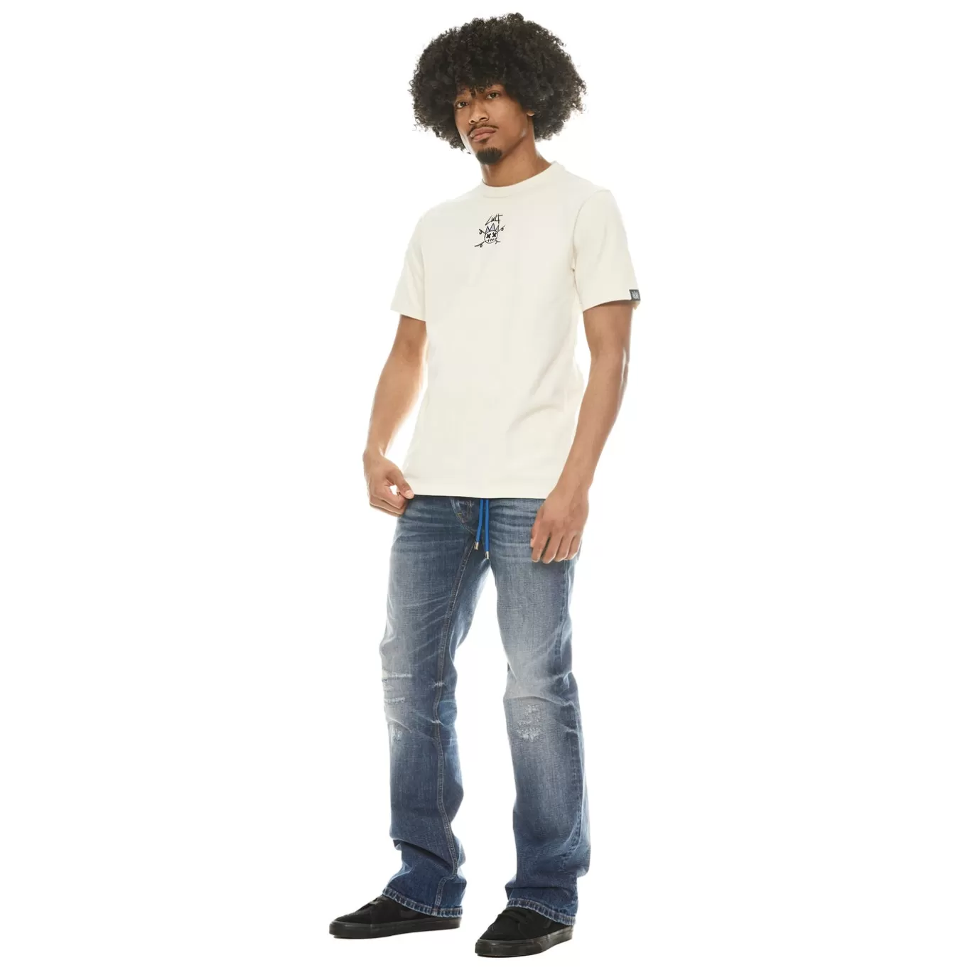 Cult Of Individuality T-Shirts<SHORT SLEEVE CREW NECK TEE "ALWAYS CREATING" IN WINTER CREAM WHITE
