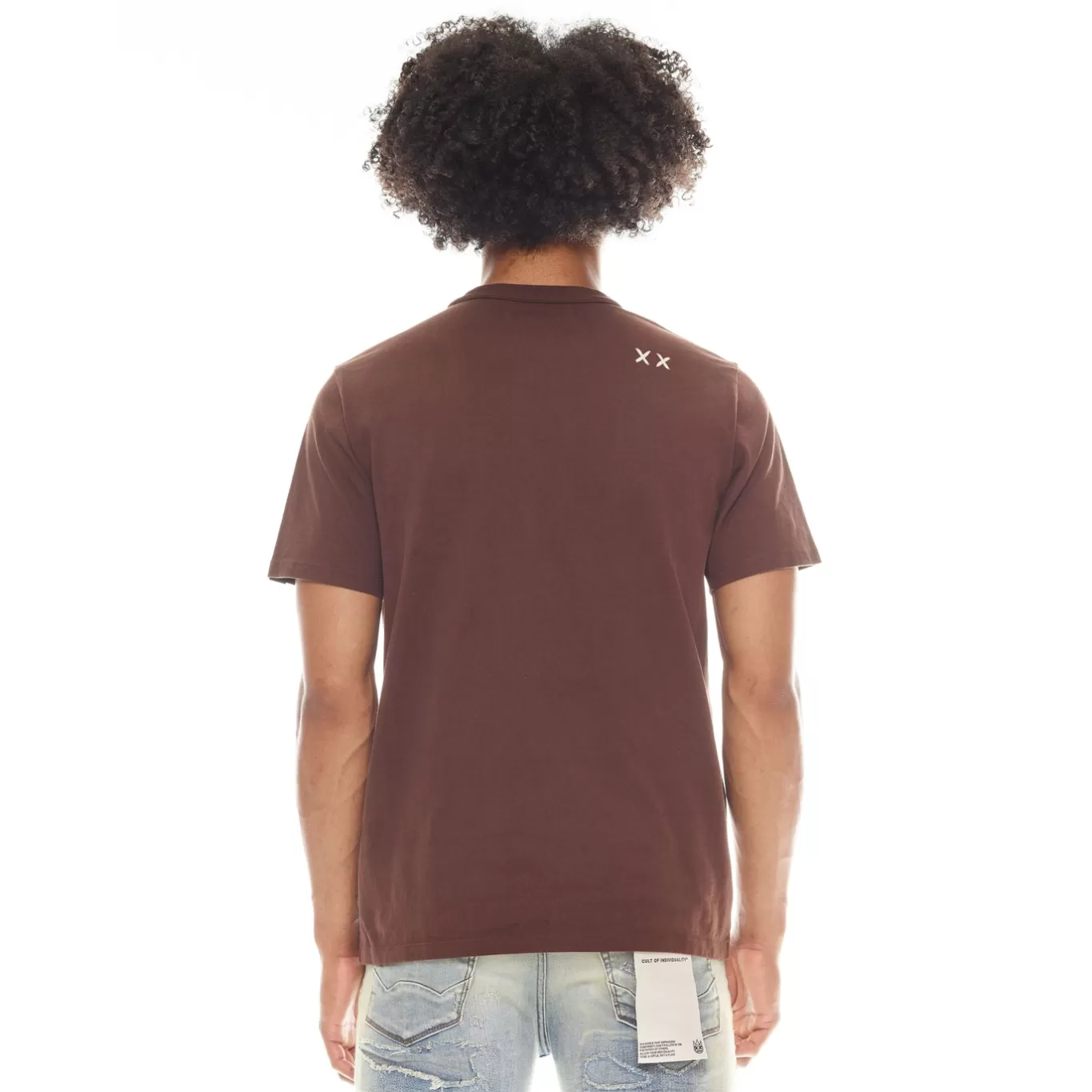Cult Of Individuality T-Shirts<SHORT SLEEVE CREW NECK TEE "ANGELS & DEMONS" IN PINECONE BROWN