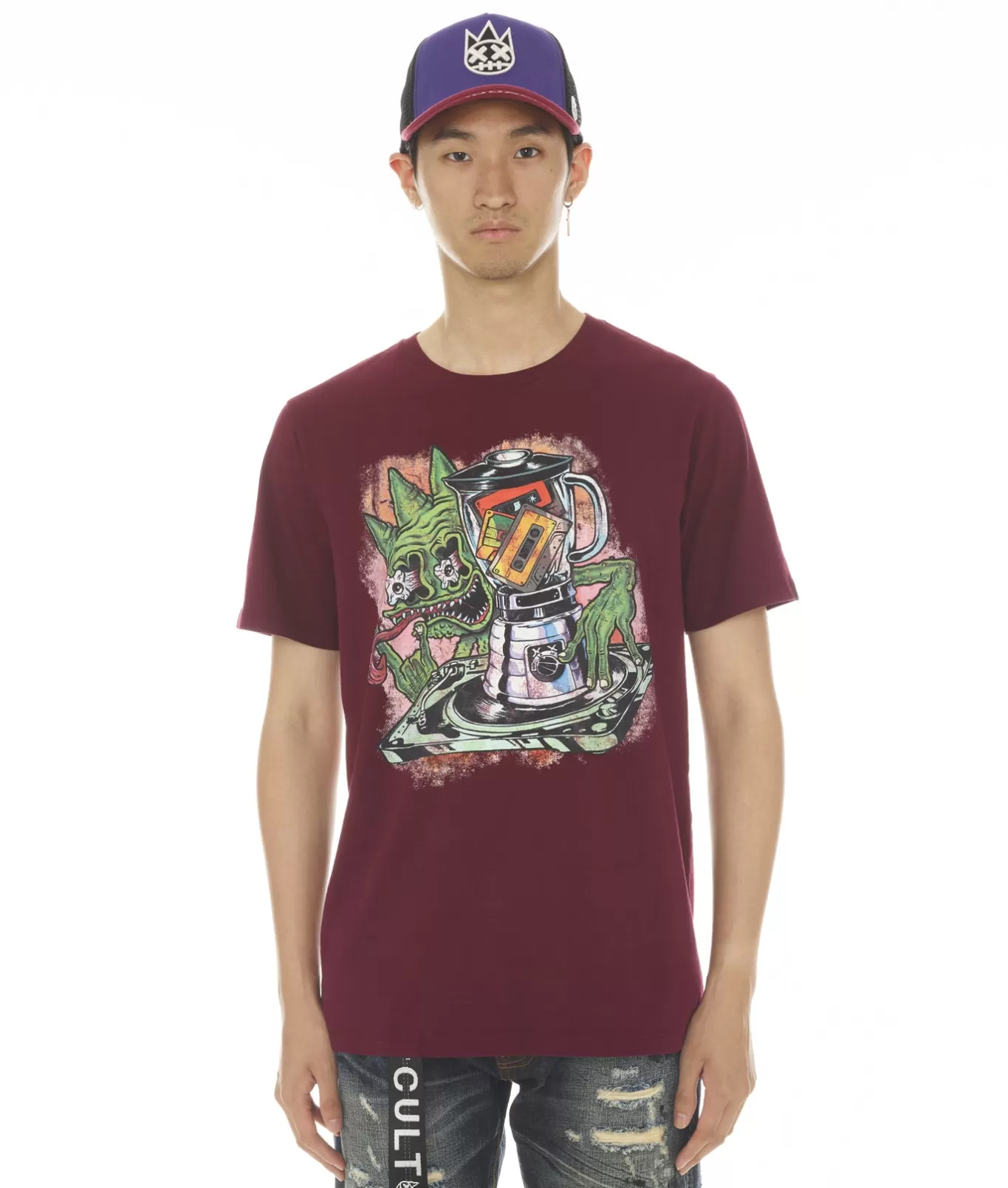 Cult Of Individuality T-Shirts<SHORT SLEEVE CREW NECK TEE "BLENDER" IN BEET RED