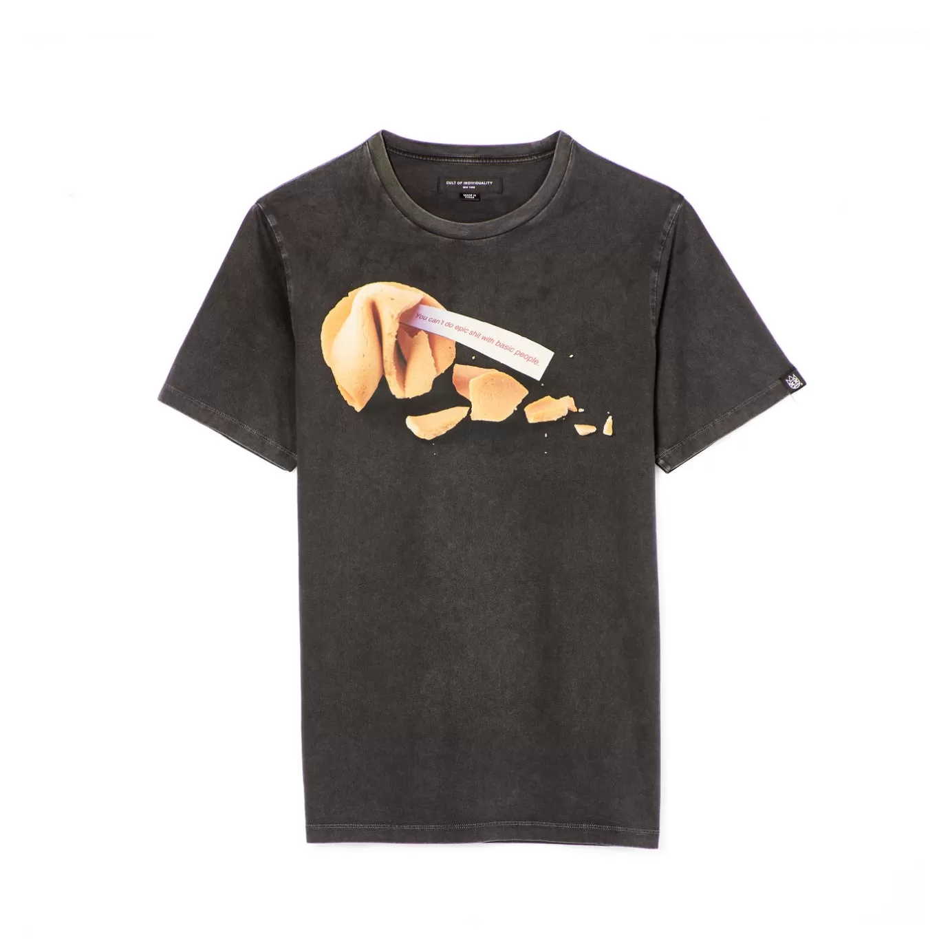 Cult Of Individuality T-Shirts<SHORT SLEEVE CREW NECK TEE "FORTUNE" IN VINTAGE CHARCOAL BLACK
