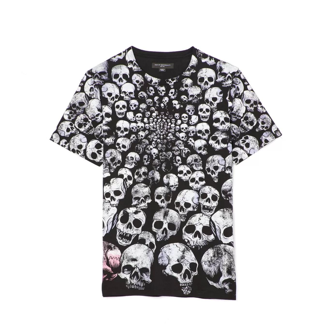 Cult Of Individuality T-Shirts<SHORT SLEEVE CREW NECK TEE "GRAVEYARD" IN TIE DYE BLACK