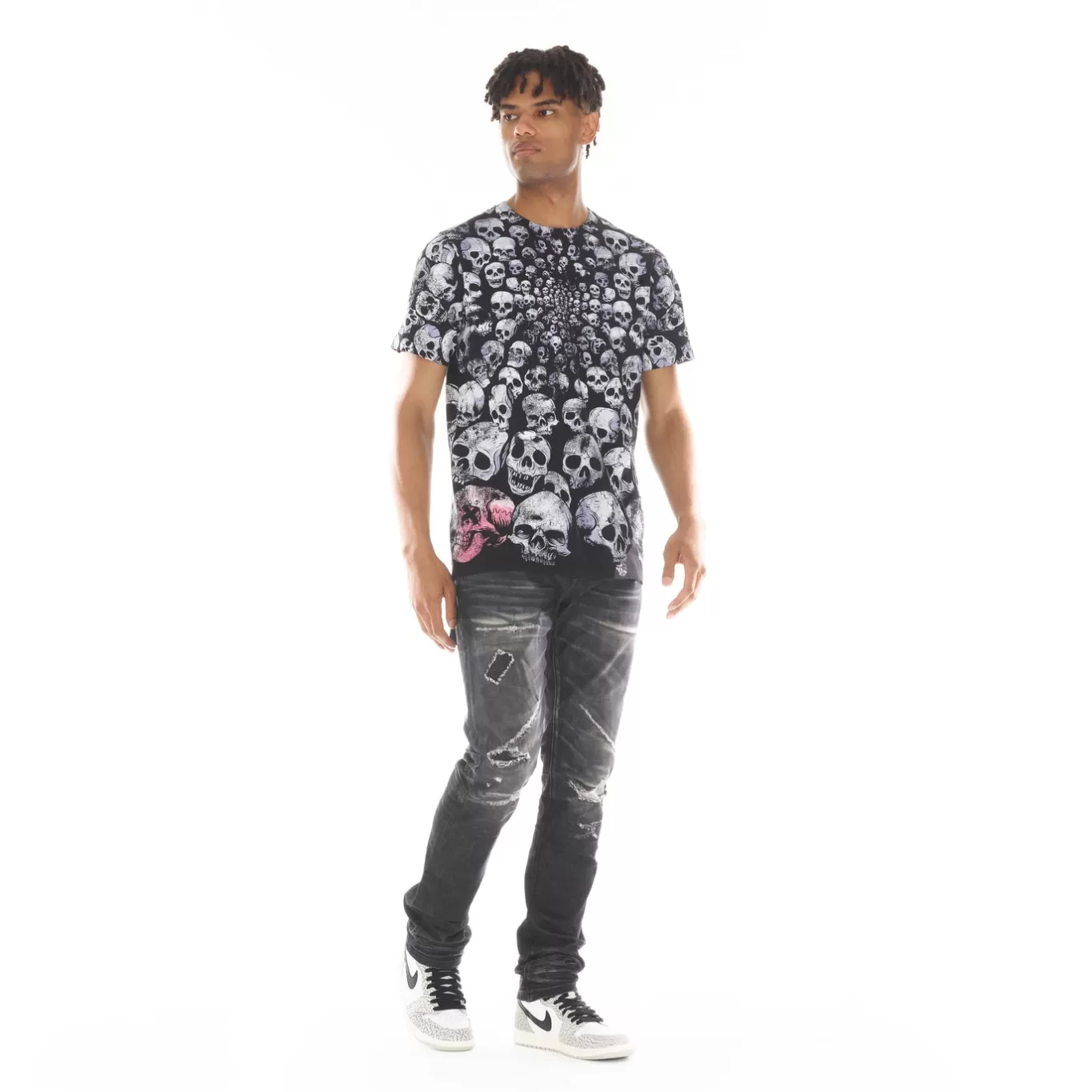 Cult Of Individuality T-Shirts<SHORT SLEEVE CREW NECK TEE "GRAVEYARD" IN TIE DYE BLACK
