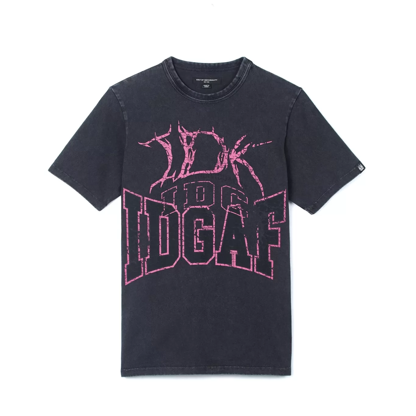 Cult Of Individuality T-Shirts<SHORT SLEEVE CREW NECK TEE "IDK IDC IDGAF" BLACK