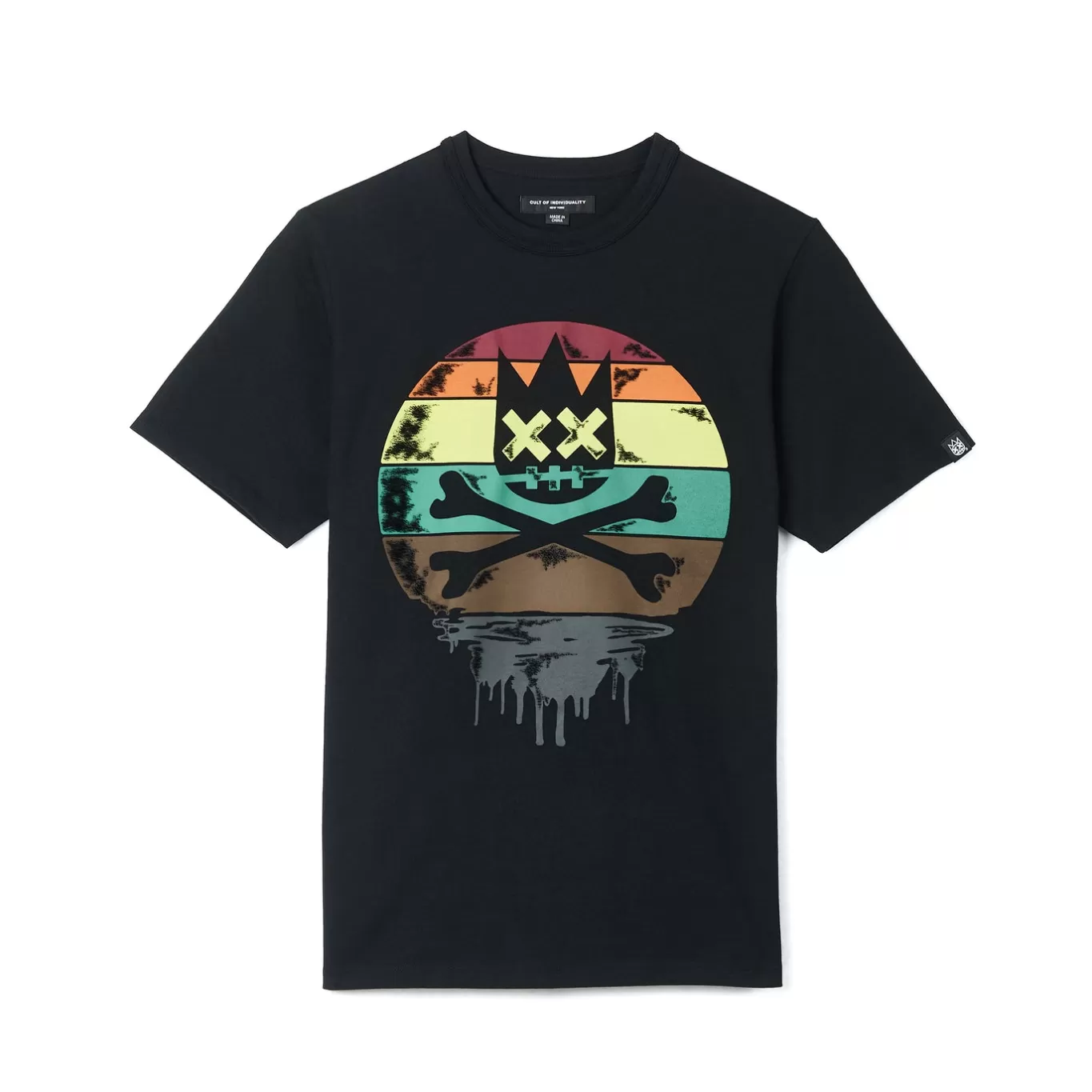 Cult Of Individuality T-Shirts<SHORT SLEEVE CREW NECK TEE "MELTING SUN" IN PIRATE BLACK