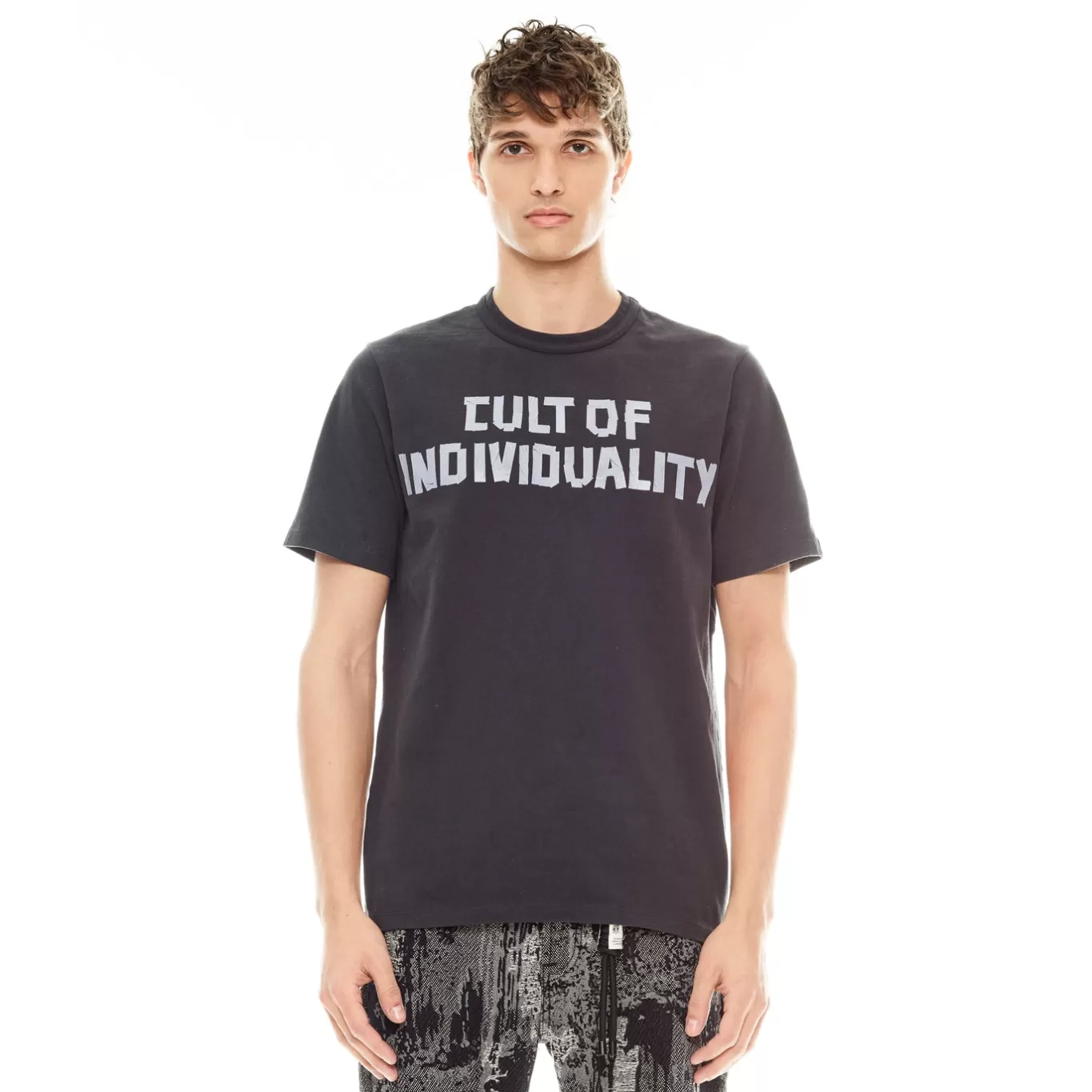 Cult Of Individuality T-Shirts<SHORT SLEEVE CREW NECK TEE "TAPE" IN VINTAGE CHARCOAL GREY