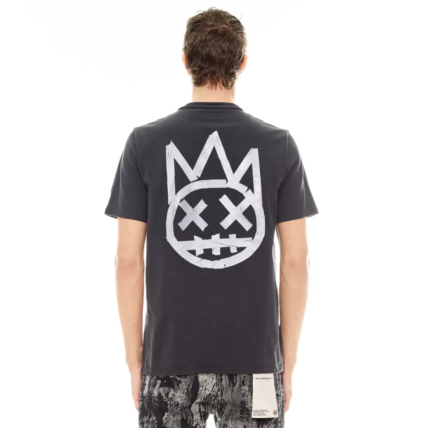 Cult Of Individuality T-Shirts<SHORT SLEEVE CREW NECK TEE "TAPE" IN VINTAGE CHARCOAL GREY