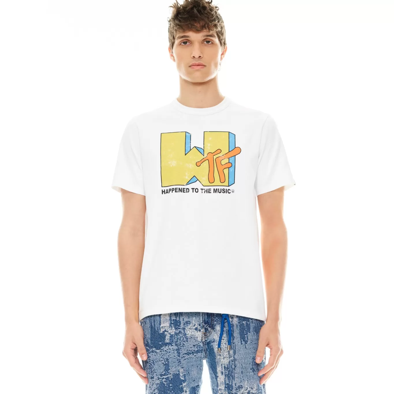 Cult Of Individuality T-Shirts<SHORT SLEEVE CREW NECK TEE "WTF" IN WHITE