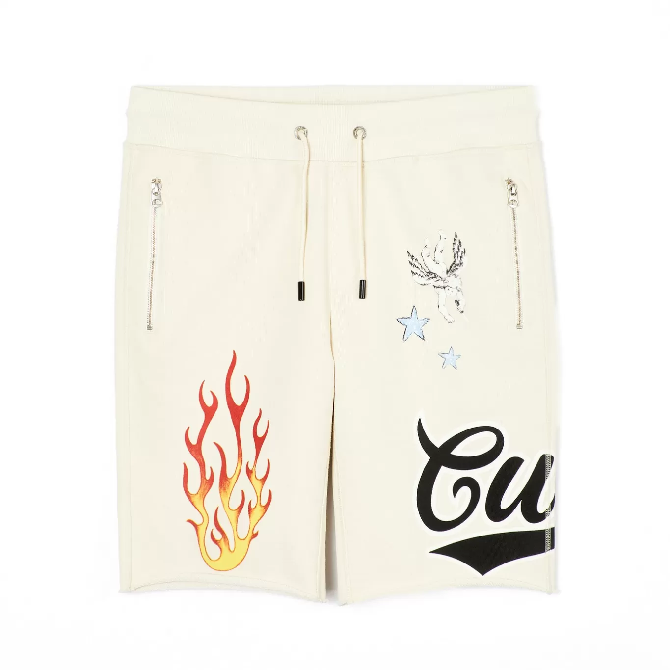 Cult Of Individuality Shorts | Sweatshirts & Sweatpants<SWEATSHORTS IN WINTER WHITE GRAFFITI MULTI