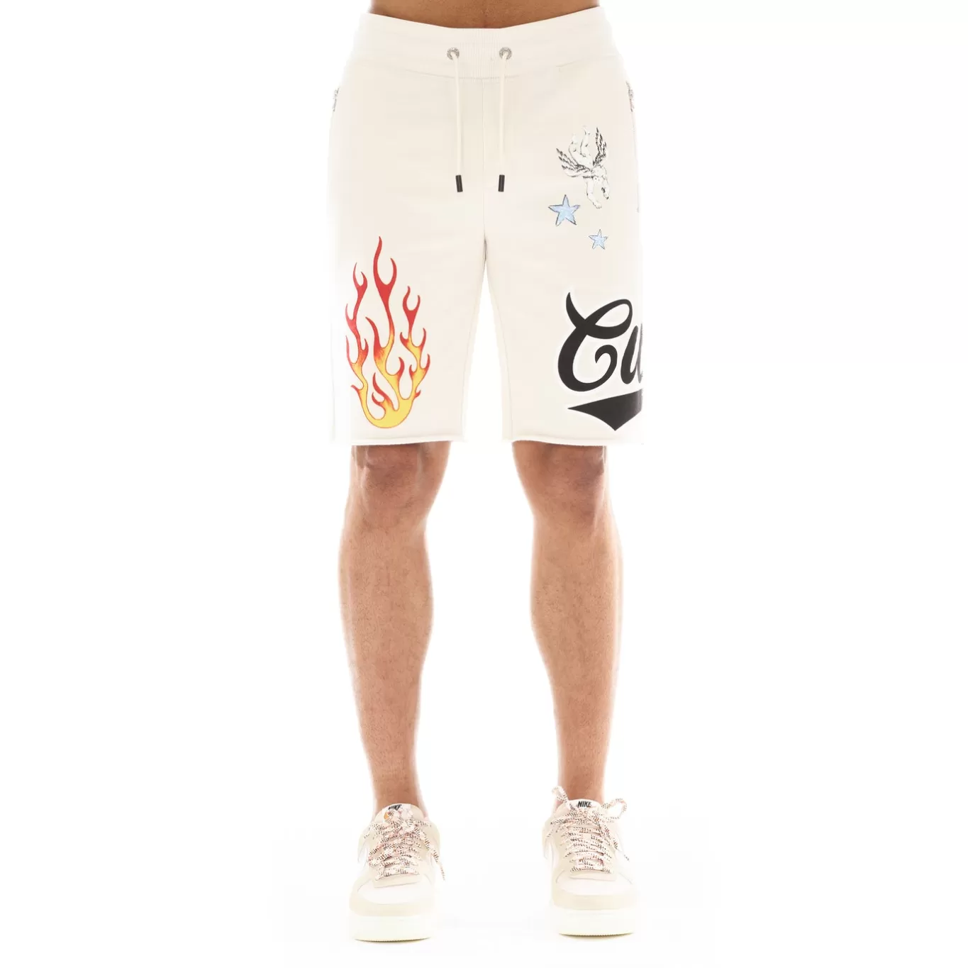 Cult Of Individuality Shorts | Sweatshirts & Sweatpants<SWEATSHORTS IN WINTER WHITE GRAFFITI MULTI