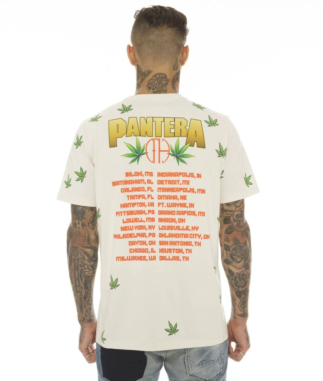 Cult Of Individuality T-Shirts<T-SHIRT SHORT SLEEVE CREW NECK TEE "PANTERA 420" IN CREAM BEIGE