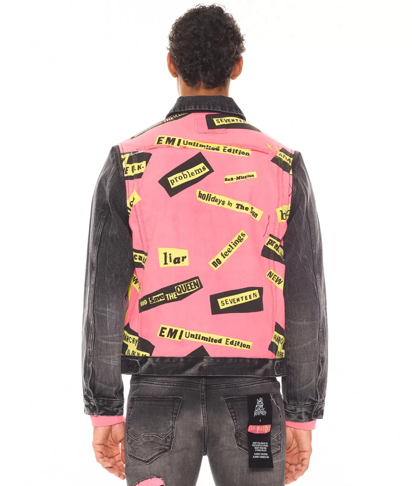 Cult Of Individuality Denim Jackets | Denim Jackets<TYPE II JACKET WITH ZIP OFF SLEEVES "SEX PISTOLS" IN BOLLOCKS MULTI